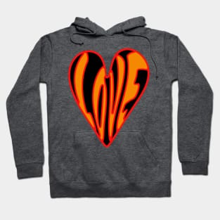 Hippie Style Love Heart, Orange, Red and Black Hoodie